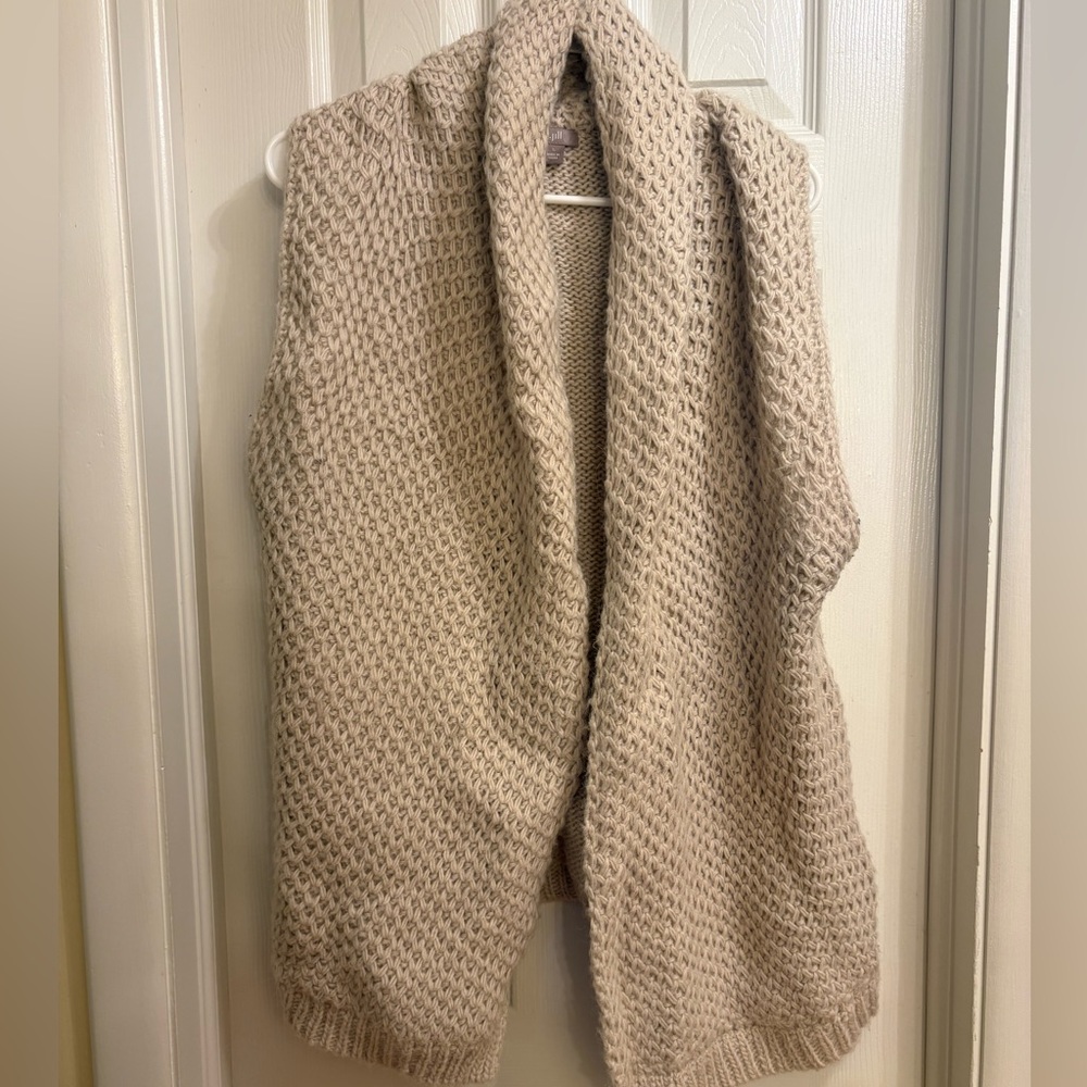 J. Jill Taupe Knit Cardigan Vest